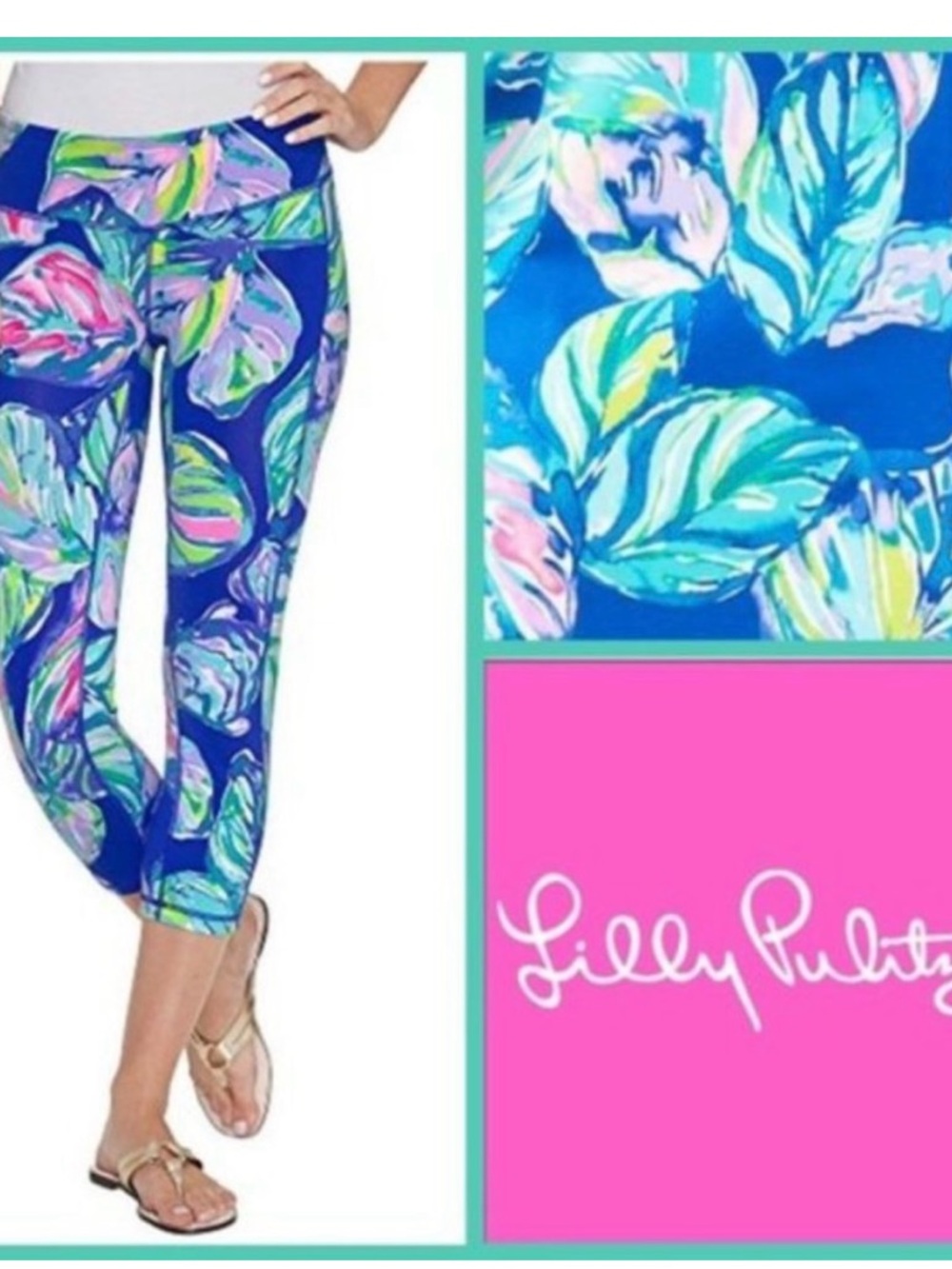 Lilly Pulitzer Blue Tropical Leaf Capris